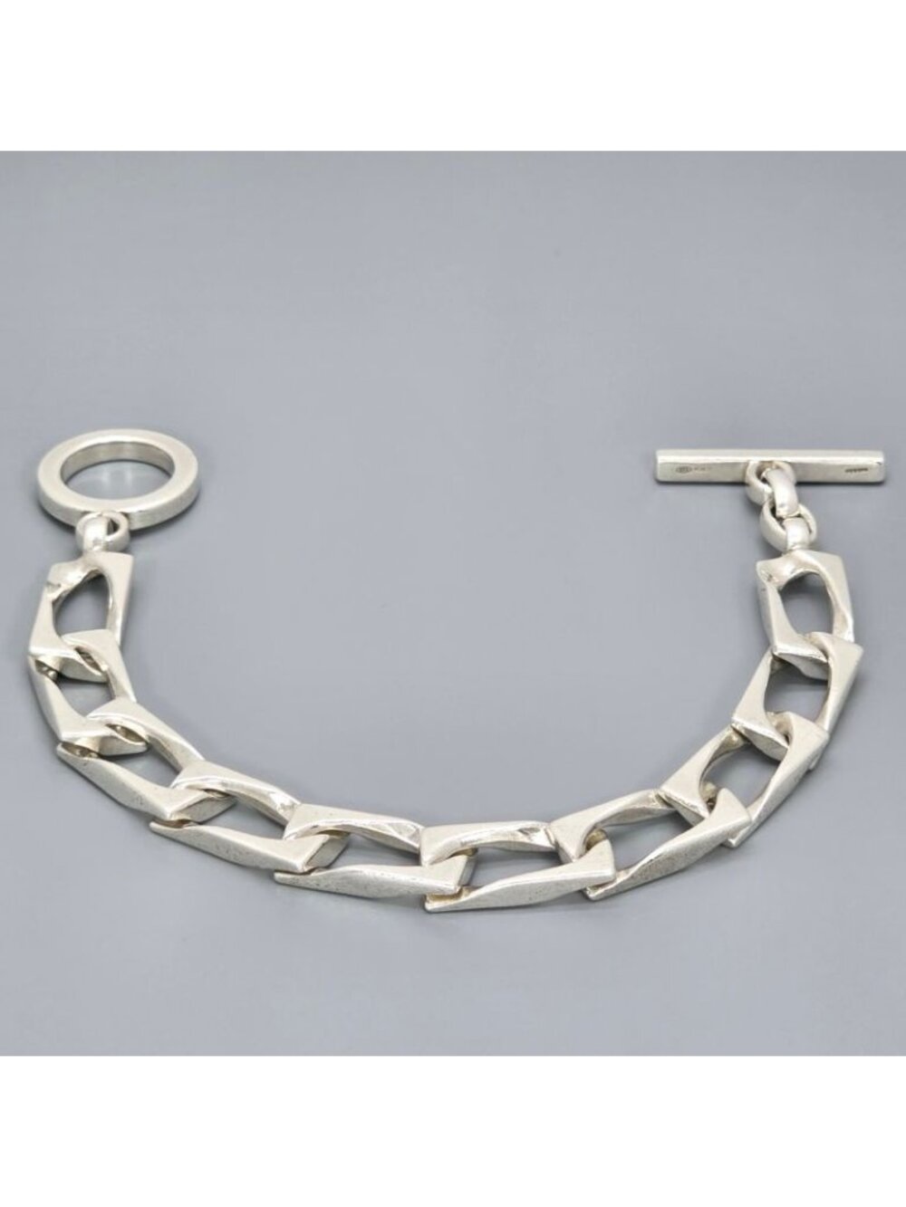 Gucci Figaro Chain Bracelet 16 cm Star Ring Silver Toggle Closure Logo 19.8 cm - Picture 6 of 10